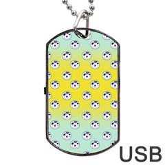 English Breakfast Yellow Pattern Mint Ombre Dog Tag Usb Flash (two Sides) by snowwhitegirl