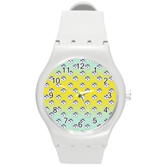 English Breakfast Yellow Pattern Mint Ombre Round Plastic Sport Watch (m) by snowwhitegirl