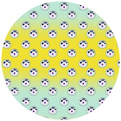 English Breakfast Yellow Pattern Mint Ombre Wooden Puzzle Round by snowwhitegirl