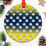 English Breakfast Yellow Pattern Blue Ombre Ornament (Round) Front