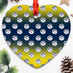 English Breakfast Yellow Pattern Blue Ombre Ornament (heart) by snowwhitegirl