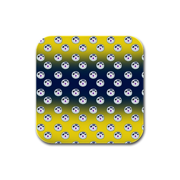 English Breakfast Yellow Pattern Blue Ombre Rubber Square Coaster (4 pack) 