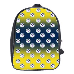 English Breakfast Yellow Pattern Blue Ombre School Bag (large) by snowwhitegirl