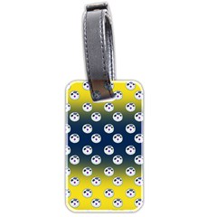 English Breakfast Yellow Pattern Blue Ombre Luggage Tag (two Sides) by snowwhitegirl