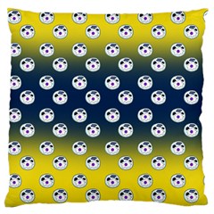 English Breakfast Yellow Pattern Blue Ombre Large Flano Cushion Case (two Sides) by snowwhitegirl