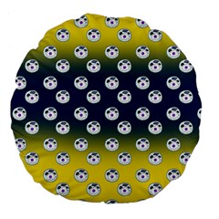 English Breakfast Yellow Pattern Blue Ombre Large 18  Premium Flano Round Cushions by snowwhitegirl