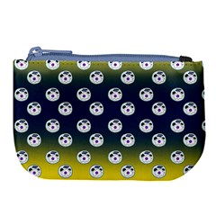 English Breakfast Yellow Pattern Blue Ombre Large Coin Purse by snowwhitegirl