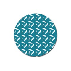 Fish Teal Blue Pattern Magnet 3  (round) by snowwhitegirl