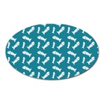 Fish Teal Blue Pattern Oval Magnet Front