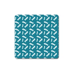 Fish Teal Blue Pattern Square Magnet by snowwhitegirl