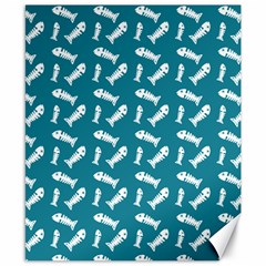 Fish Teal Blue Pattern Canvas 8  X 10  by snowwhitegirl