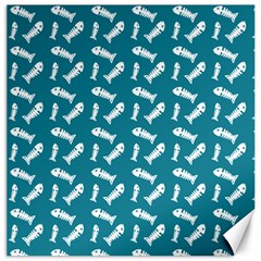 Fish Teal Blue Pattern Canvas 12  X 12  by snowwhitegirl