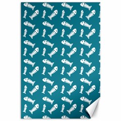 Fish Teal Blue Pattern Canvas 12  X 18  by snowwhitegirl