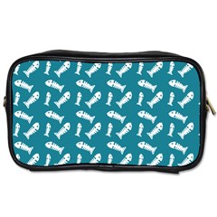 Fish Teal Blue Pattern Toiletries Bag (two Sides) by snowwhitegirl