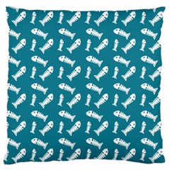 Fish Teal Blue Pattern Large Cushion Case (one Side) by snowwhitegirl