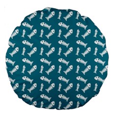 Fish Teal Blue Pattern Large 18  Premium Round Cushions by snowwhitegirl