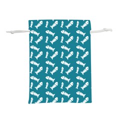 Fish Teal Blue Pattern Lightweight Drawstring Pouch (s)