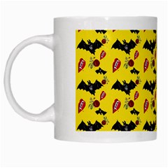 Bat Rose Lips Yellow Pattern White Mugs by snowwhitegirl