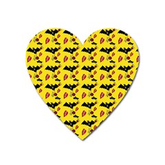 Bat Rose Lips Yellow Pattern Heart Magnet by snowwhitegirl