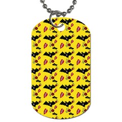 Bat Rose Lips Yellow Pattern Dog Tag (one Side) by snowwhitegirl