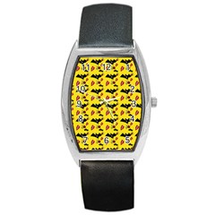 Bat Rose Lips Yellow Pattern Barrel Style Metal Watch by snowwhitegirl