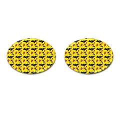 Bat Rose Lips Yellow Pattern Cufflinks (oval) by snowwhitegirl