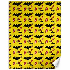 Bat Rose Lips Yellow Pattern Canvas 12  X 16  by snowwhitegirl