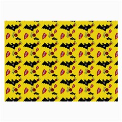 Bat Rose Lips Yellow Pattern Large Glasses Cloth (2 Sides) by snowwhitegirl