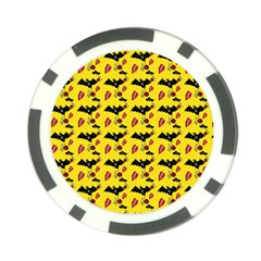 Bat Rose Lips Yellow Pattern Poker Chip Card Guard by snowwhitegirl