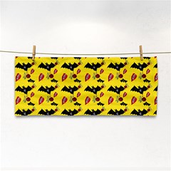 Bat Rose Lips Yellow Pattern Hand Towel by snowwhitegirl