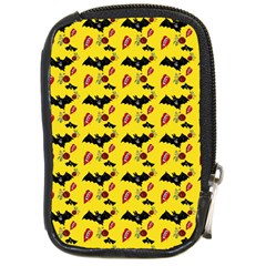 Bat Rose Lips Yellow Pattern Compact Camera Leather Case by snowwhitegirl