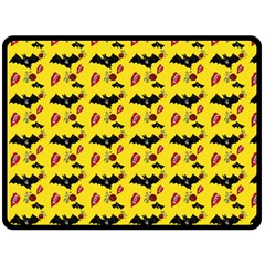 Bat Rose Lips Yellow Pattern Fleece Blanket (large)  by snowwhitegirl