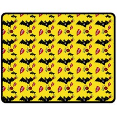 Bat Rose Lips Yellow Pattern Fleece Blanket (medium)  by snowwhitegirl