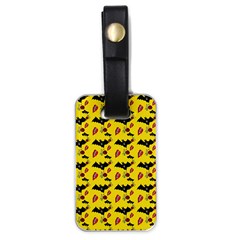 Bat Rose Lips Yellow Pattern Luggage Tag (one Side) by snowwhitegirl