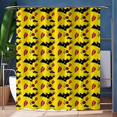 Bat Rose Lips Yellow Pattern Shower Curtain 60  X 72  (medium)  by snowwhitegirl