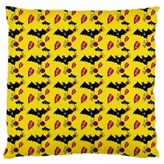 Bat Rose Lips Yellow Pattern Large Cushion Case (one Side) by snowwhitegirl