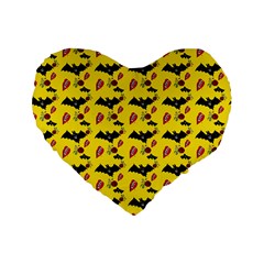 Bat Rose Lips Yellow Pattern Standard 16  Premium Heart Shape Cushions by snowwhitegirl