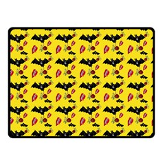 Bat Rose Lips Yellow Pattern Double Sided Fleece Blanket (small)  by snowwhitegirl