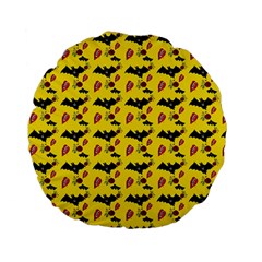 Bat Rose Lips Yellow Pattern Standard 15  Premium Flano Round Cushions by snowwhitegirl