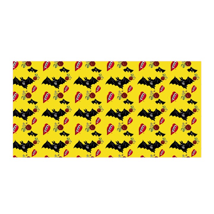 Bat Rose Lips Yellow Pattern Satin Wrap