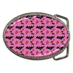 Bat Rose Lips Pink Pattern Belt Buckles by snowwhitegirl