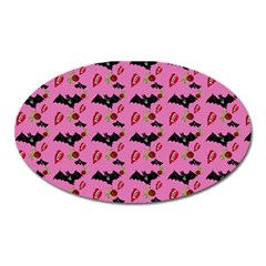 Bat Rose Lips Pink Pattern Oval Magnet by snowwhitegirl