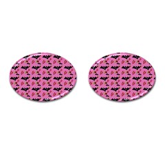 Bat Rose Lips Pink Pattern Cufflinks (oval) by snowwhitegirl