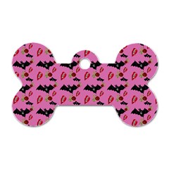 Bat Rose Lips Pink Pattern Dog Tag Bone (one Side) by snowwhitegirl