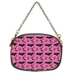 Bat Rose Lips Pink Pattern Chain Purse (two Sides) by snowwhitegirl