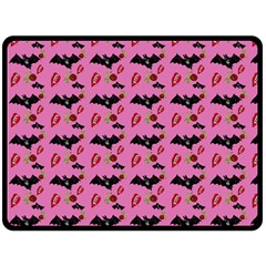 Bat Rose Lips Pink Pattern Fleece Blanket (large)  by snowwhitegirl