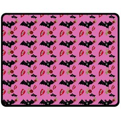 Bat Rose Lips Pink Pattern Fleece Blanket (medium)  by snowwhitegirl