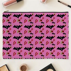 Bat Rose Lips Pink Pattern Cosmetic Bag (xxxl) by snowwhitegirl