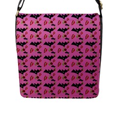 Bat Rose Lips Pink Pattern Flap Closure Messenger Bag (l) by snowwhitegirl