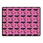 Bat Rose Lips Pink Pattern Double Sided Fleece Blanket (Small)  45 x34  Blanket Front